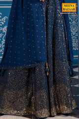 Navy Blue Georgette Lehenga