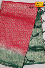 Contrast Woven Maroon Silk Saree