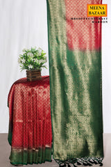 Contrast Woven Maroon Silk Saree