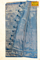 Softy Blue Silk Weaving Jaal Saree