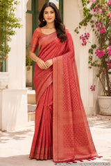 Softy Maroon Silk Weaving Jaal Saree