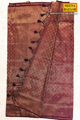 Softy Maroon Silk Weaving Jaal Saree