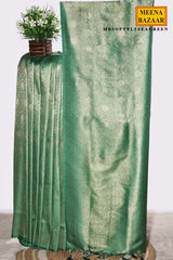 Softy Sea Green Silk Weaving Jaal Saree