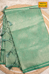 Softy Sea Green Silk Weaving Jaal Saree