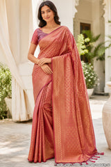 Softy Wine Silk Weaving Jal Saree