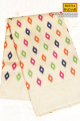 Softi Patola Cream Silk Weaving Jaal Saree