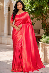 Rani Silk Weaving Saree Elegant Festive & Wedding Wear Saree