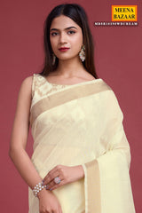 Cream Cotton Weaving Saree – Elegant Everyday Comfort