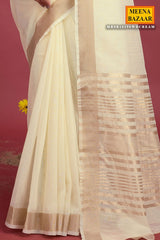 Cream Cotton Weaving Saree – Elegant Everyday Comfort