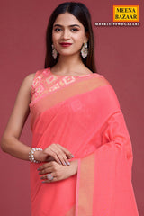 Pink Cotton Weaving Saree – Elegant Everyday Comfort