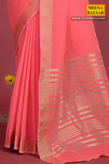 Pink Cotton Weaving Saree – Elegant Everyday Comfort