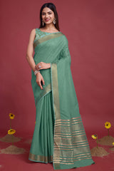 Sea Green Cotton Weaving Saree – Elegant Everyday Comfort