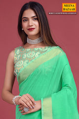 Sea Green Cotton Weaving Saree – Elegant Everyday Comfort