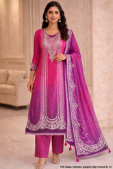 Elegant Rani Pashmina Unstitched Suit with Embroidered Detailing