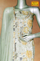 Pista Cotton Unstitched Suit with Elegant Embroidery
