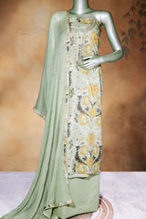 Pista Cotton Unstitched Suit with Elegant Embroidery