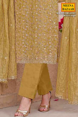 Mustard Crush Tissue Embroidered Suit