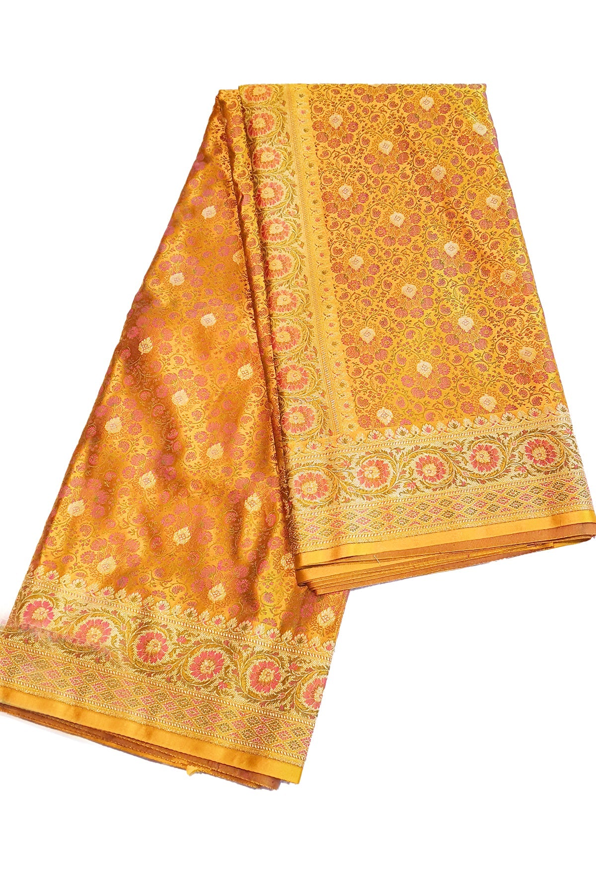 Mustard Woven Banarasi Silk Saree