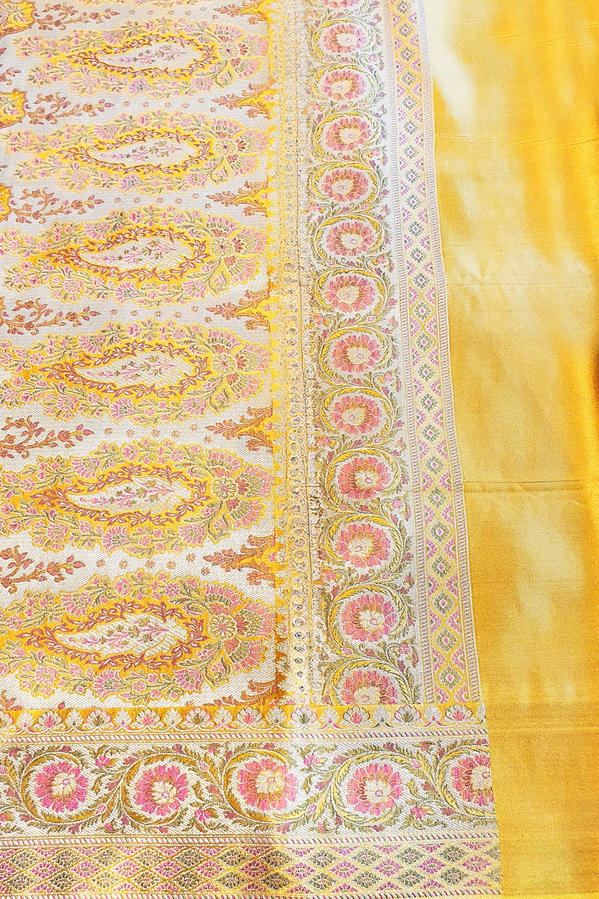 Mustard Woven Banarasi Silk Saree