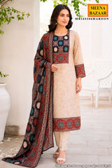 Tussar Maslin Suit with Neck Embroidery