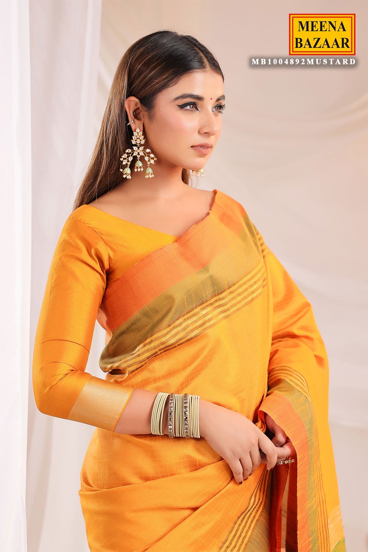 Mustard Silk Weaving Saree