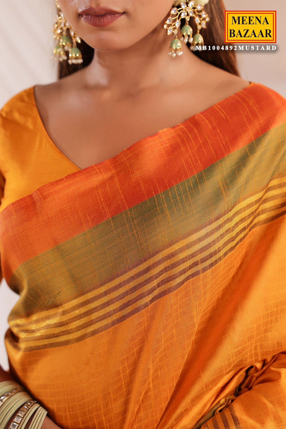 Mustard Silk Weaving Saree