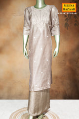 Tussar  Kota Fabric Unstitched Suit with Embroidery Work