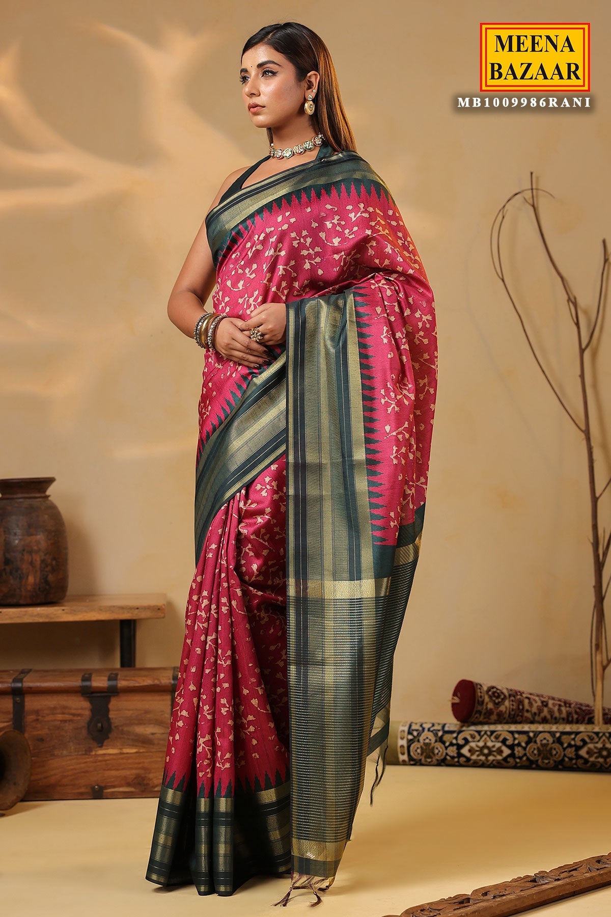 Rani Silk Weaving Saree Elegant Festive & Wedding Wear
