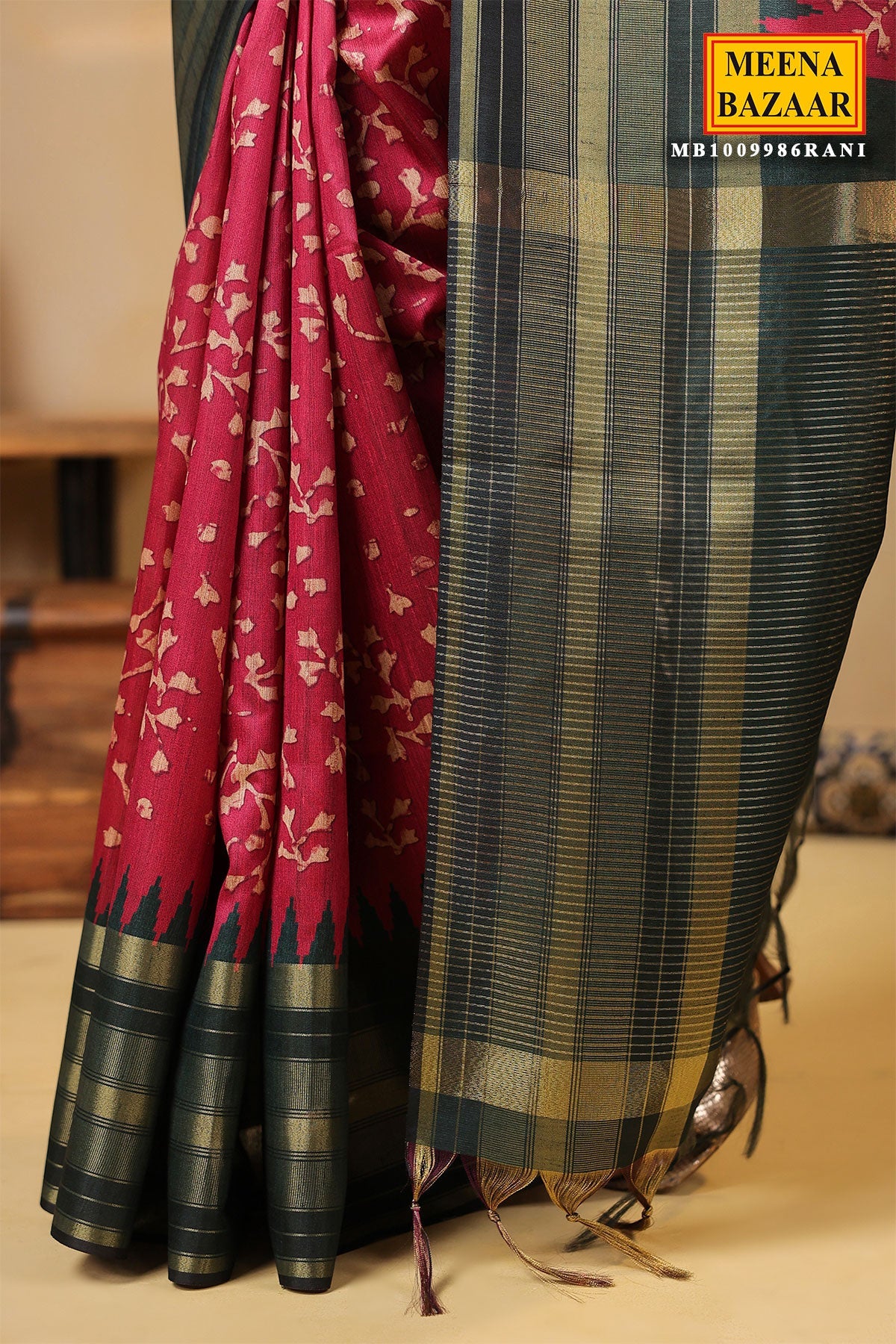 Rani Silk Weaving Saree Elegant Festive & Wedding Wear
