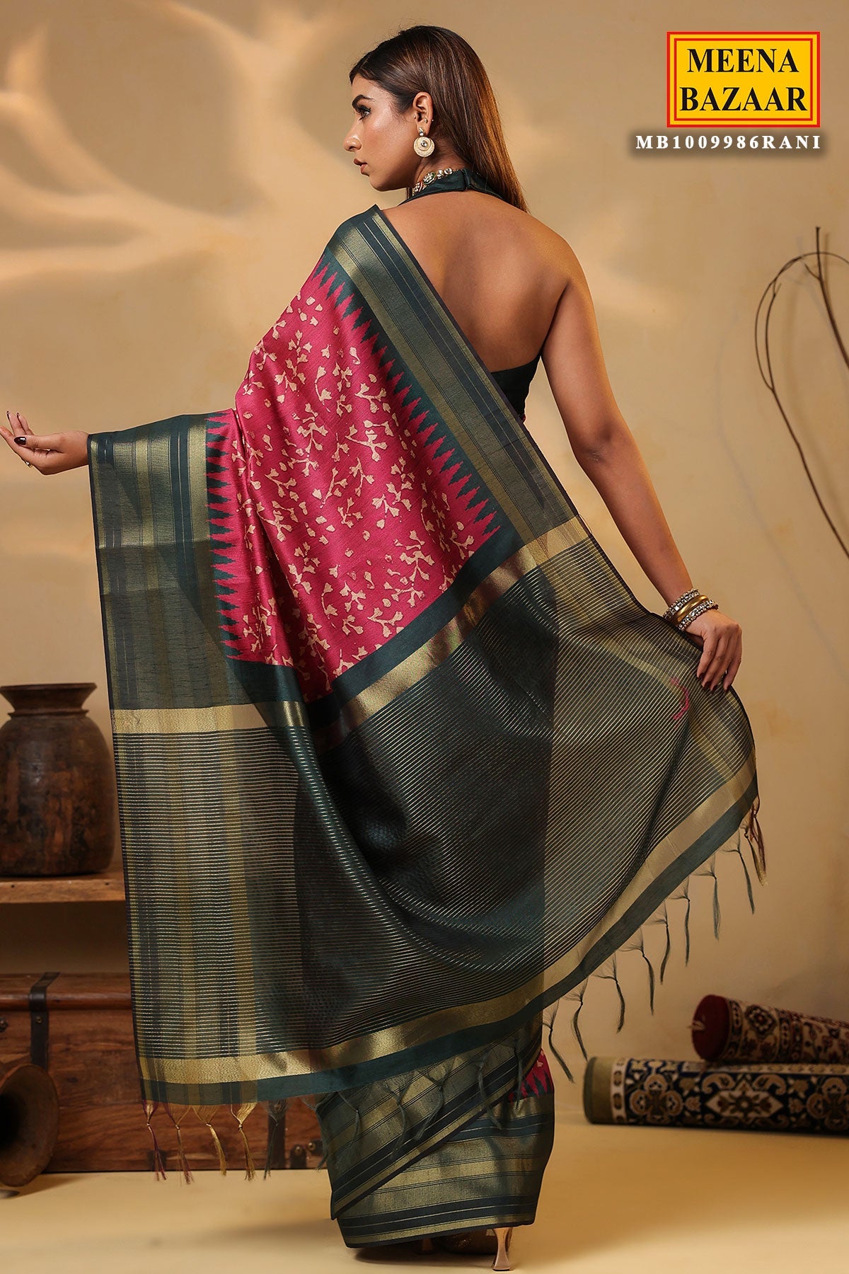 Rani Silk Weaving Saree Elegant Festive & Wedding Wear