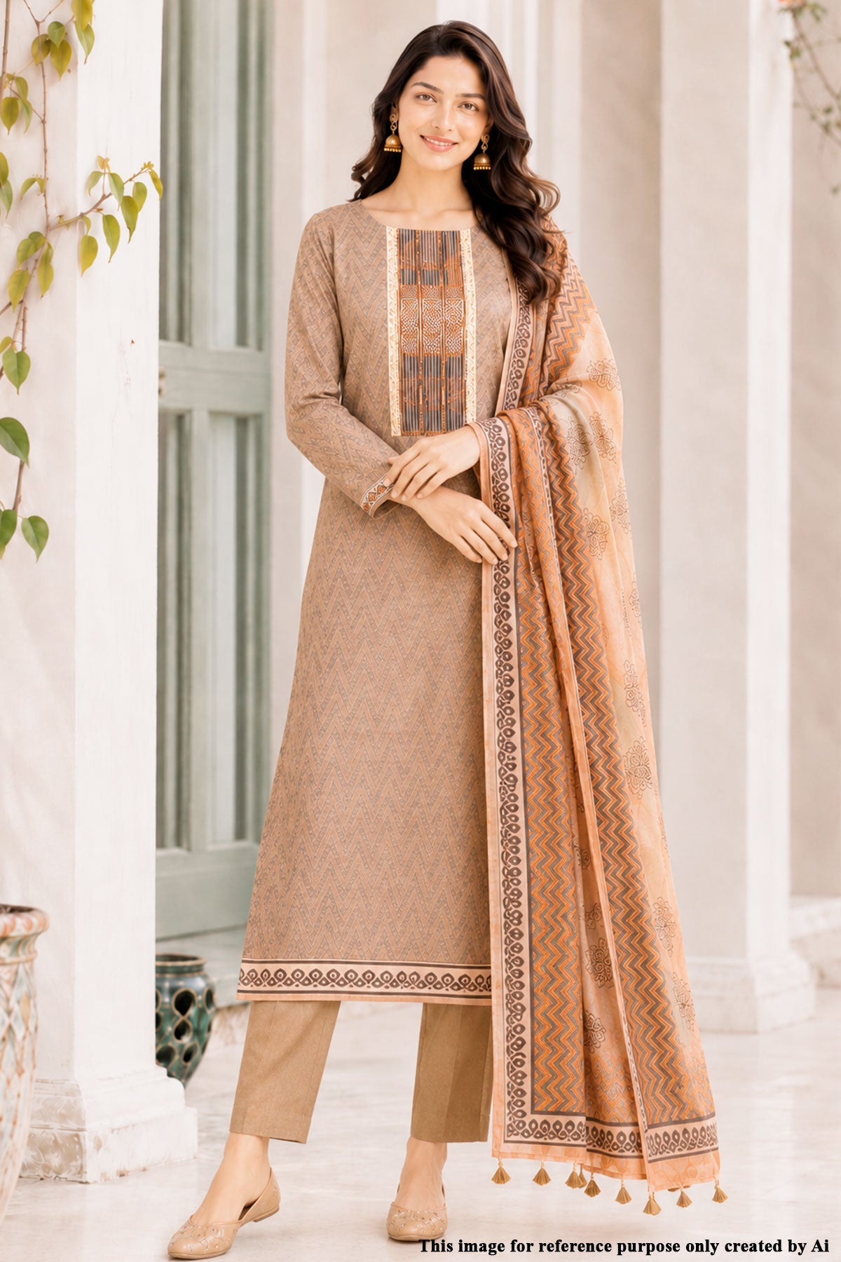 Mehndi Printed Suit Set with Dupatta