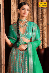 Rama Green Sequins Embroidered Georgette Lehenga