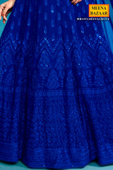 Royal Blue Georgette Embroidered Lehenga Elegant Wedding & Festive Wear