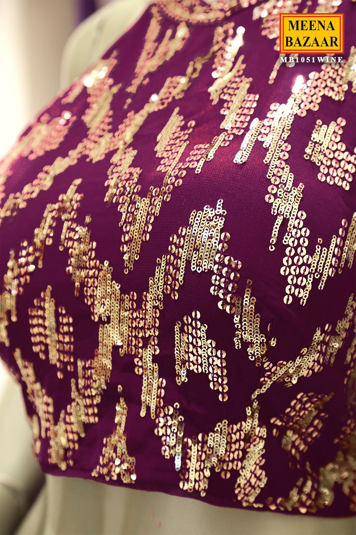 Wine Georgette Sequins Embroidered Lehenga with Dupatta