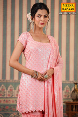 Pink Georgette Sequins Embroidered Sharara Suit