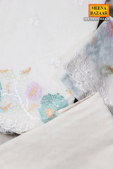 Cream Cotton Unstitched Suit with Embroidery Detail