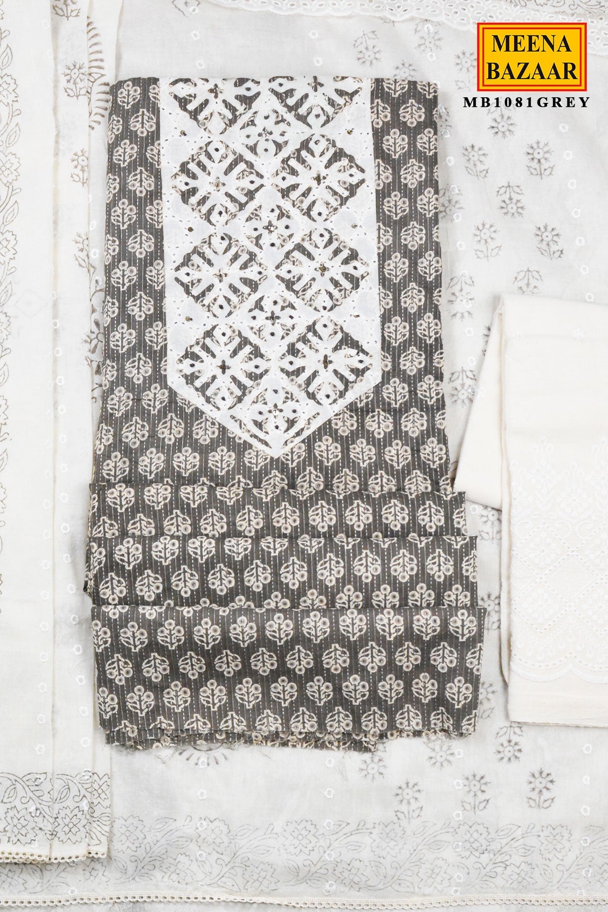 Grey Suit Set with Dupatta