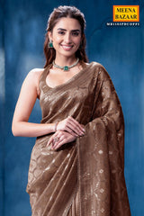 Copper Tissue Saree Elegant Festive & Party Wear