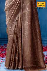 Copper Tissue Saree Elegant Festive & Party Wear