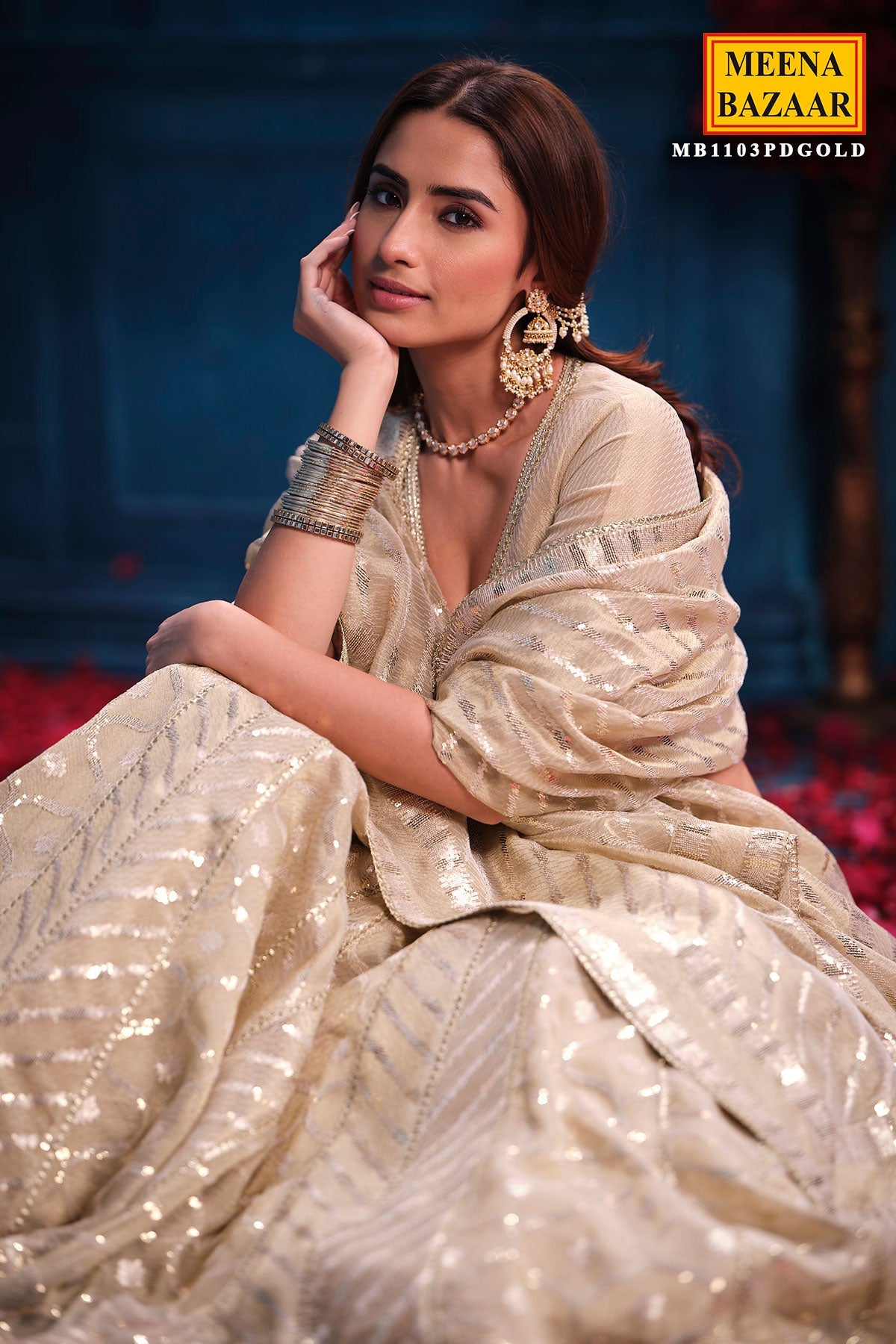 Antique Gold Tissue Lehenga Elegant Festive & Wedding Wear