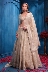 Antique Gold Tissue Lehenga Elegant Festive & Wedding Wear