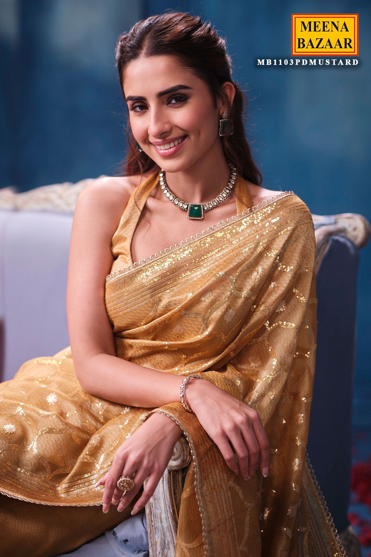 Mustard Tissue Saree Elegant Festive & Party Wear