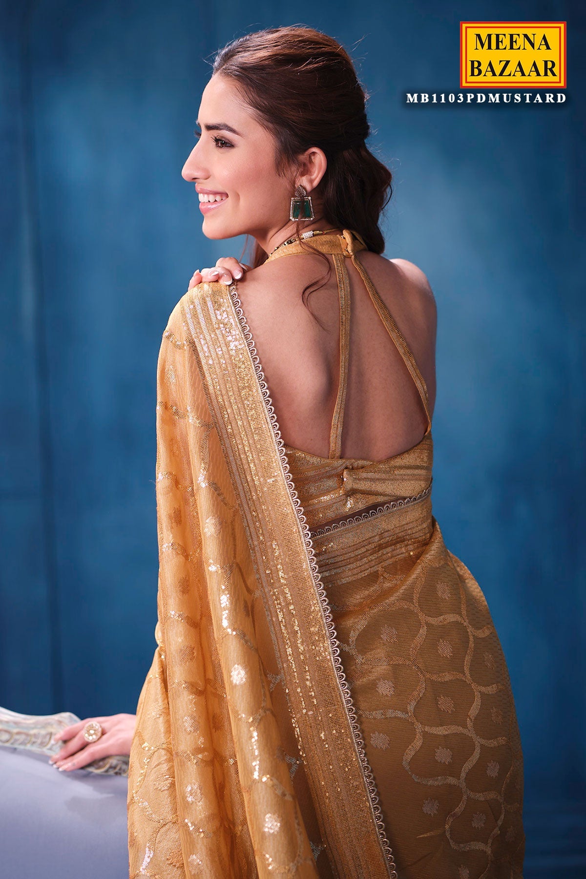 Mustard Tissue Saree Elegant Festive & Party Wear