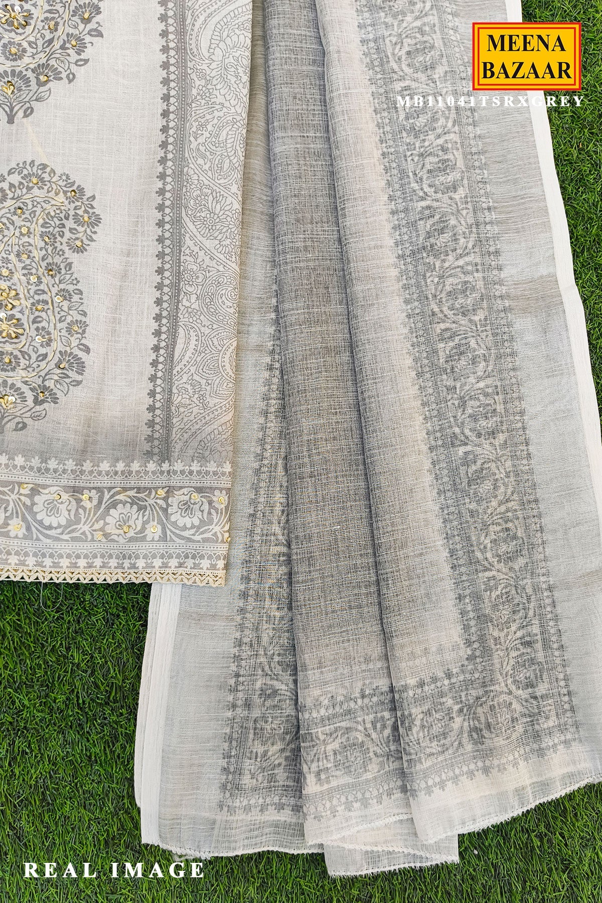 Elegant Grey Printed Summer Kurta Set with Dupatta