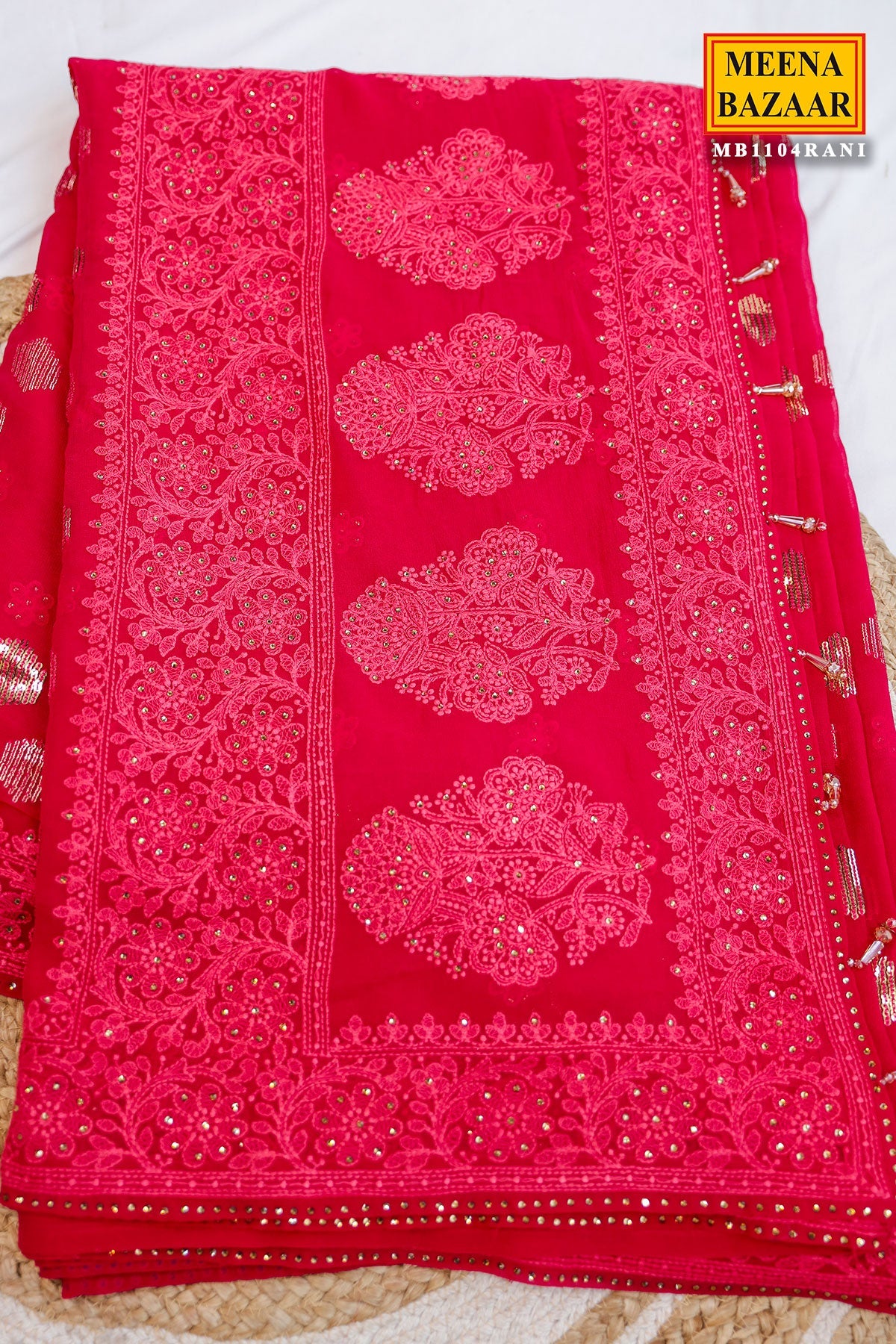Royal Rani Georgette Saree with Exquisite Embroidery Saree