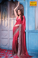 Red Georgette Sequins Designer Saree Party & Wedding Wear