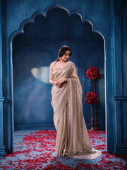 Antique Gold Sequins Designer Saree Luxury Wedding & Festive Wear