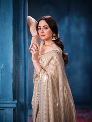 Antique Gold Sequins Designer Saree Luxury Wedding & Festive Wear