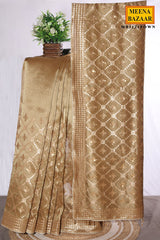 Fawn Tissue Embroidered Saree