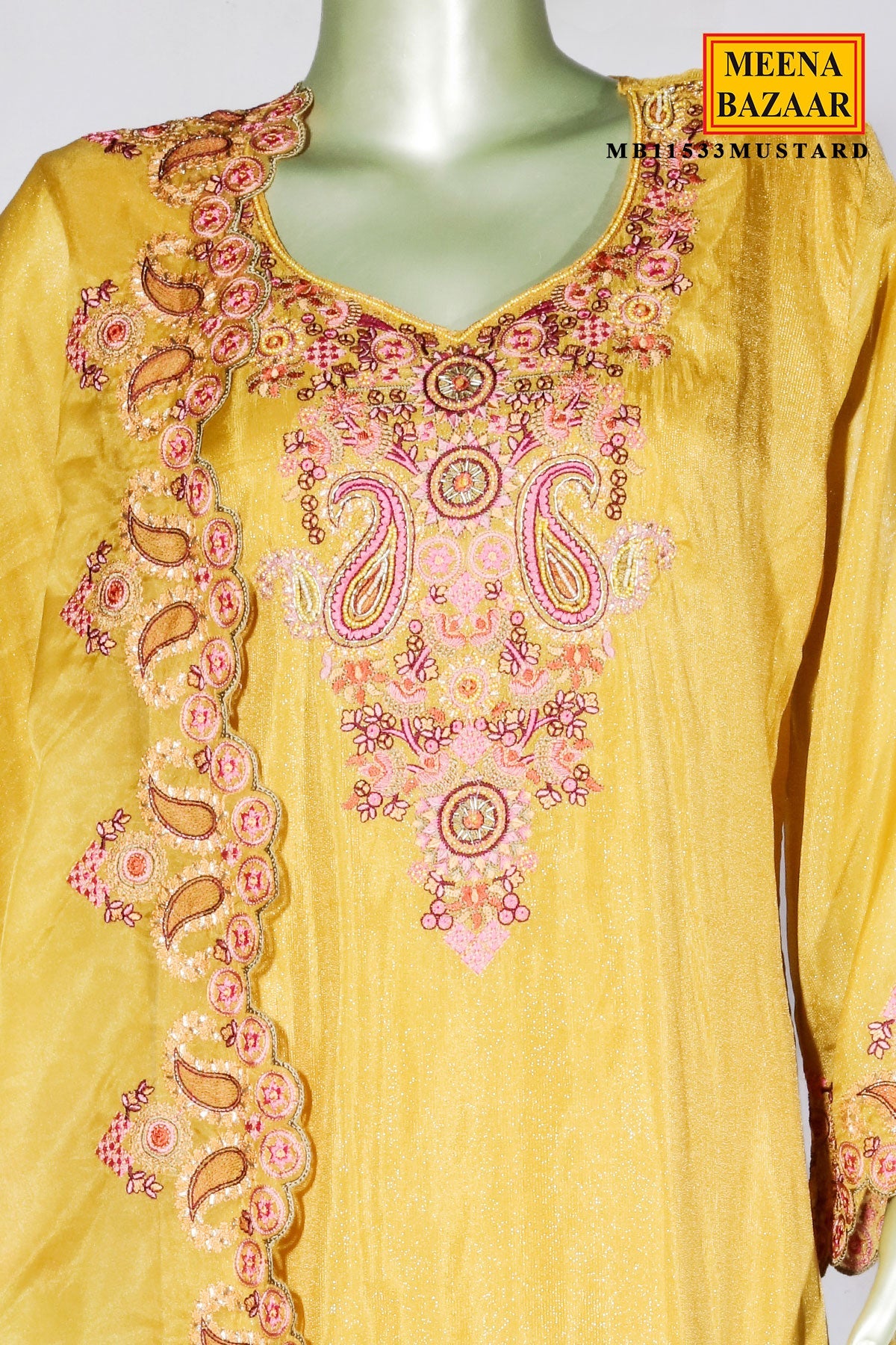 Mustard Shimmer Embroidered Suit